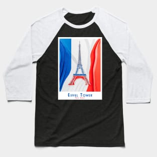 France - Artistic Eiffel Tower - Parisian Pride Baseball T-Shirt